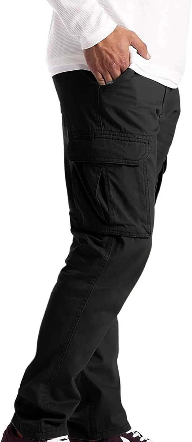 Cargo Sweatpants for Men Loose Fit Mens Joggers with Zip Pockets Mens Trousers Straight Fit Mens Cotton Dress Pants