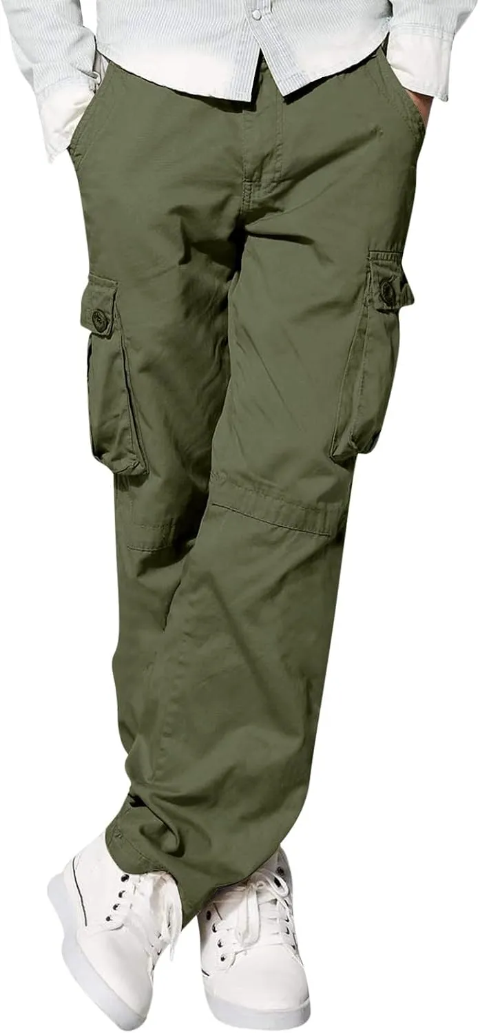 Cargo Sweatpants for Men Loose Fit Mens Joggers with Zip Pockets Mens Trousers Straight Fit Mens Cotton Dress Pants