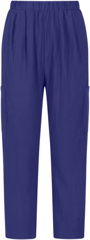 Casual Pants for Women Summer Lightweight Cotton Linen Pants Elastic High Waist Comfy Trousers with Pockets