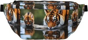 Cat And Reflection Tiger Animal Stylish Crossbody Waist Pack - Versatile And Compact Travel Pouch For Hands-Free Storage