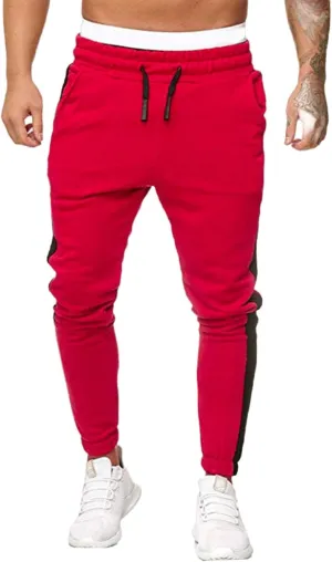 Chinos Pants Men Mid Waist Sweatpants Straight Leg Trousers Classic Workout Joggers Lounge Pants Slacks with Pockets