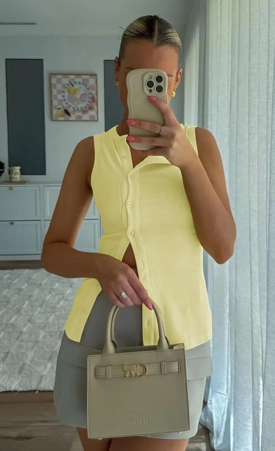 Cicy Bell Womens Button Down Tank Tops Summer Sleeveless Vest Tops Trendy Ribbed Fitted Going Out Shirts