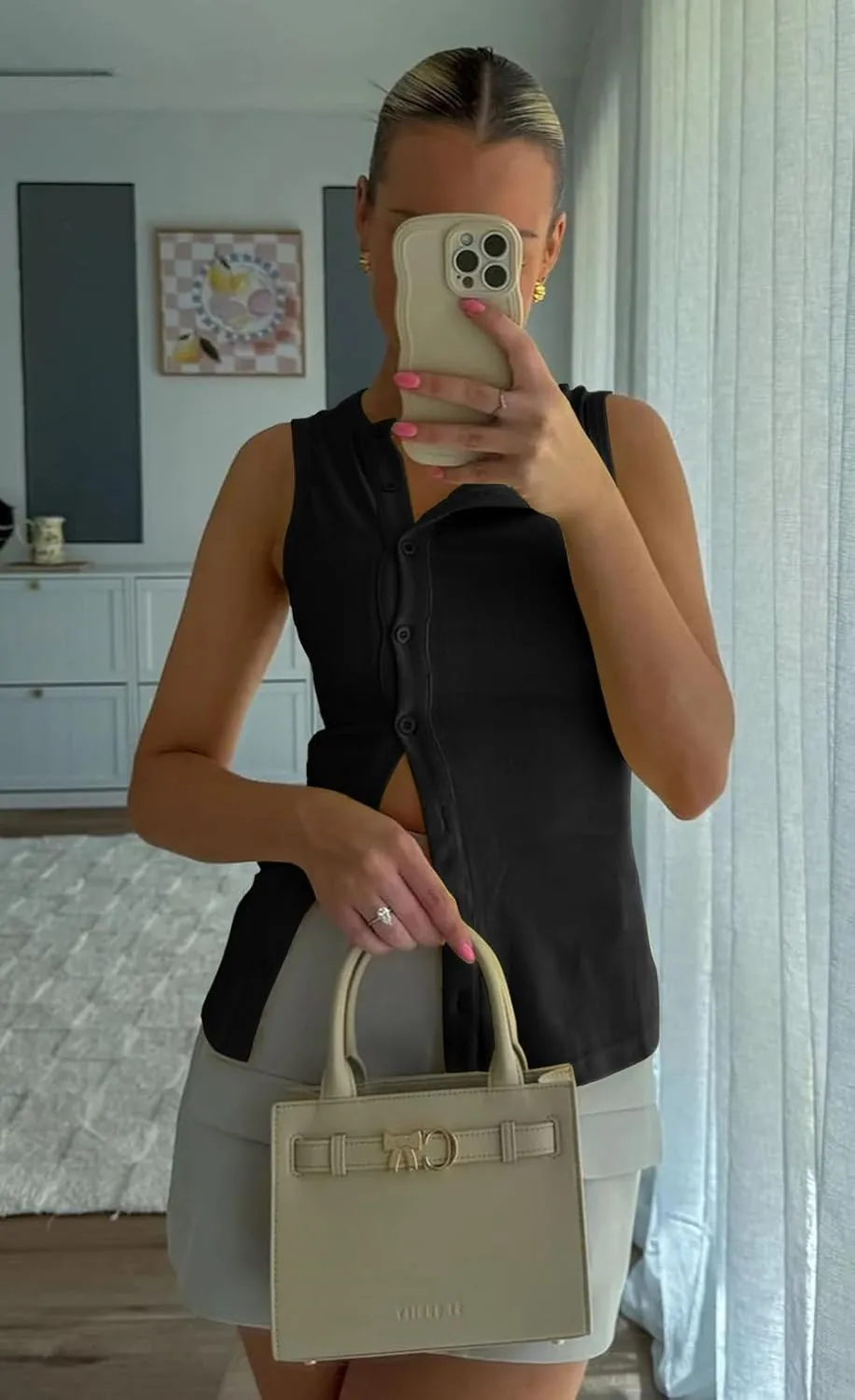 Cicy Bell Womens Button Down Tank Tops Summer Sleeveless Vest Tops Trendy Ribbed Fitted Going Out Shirts