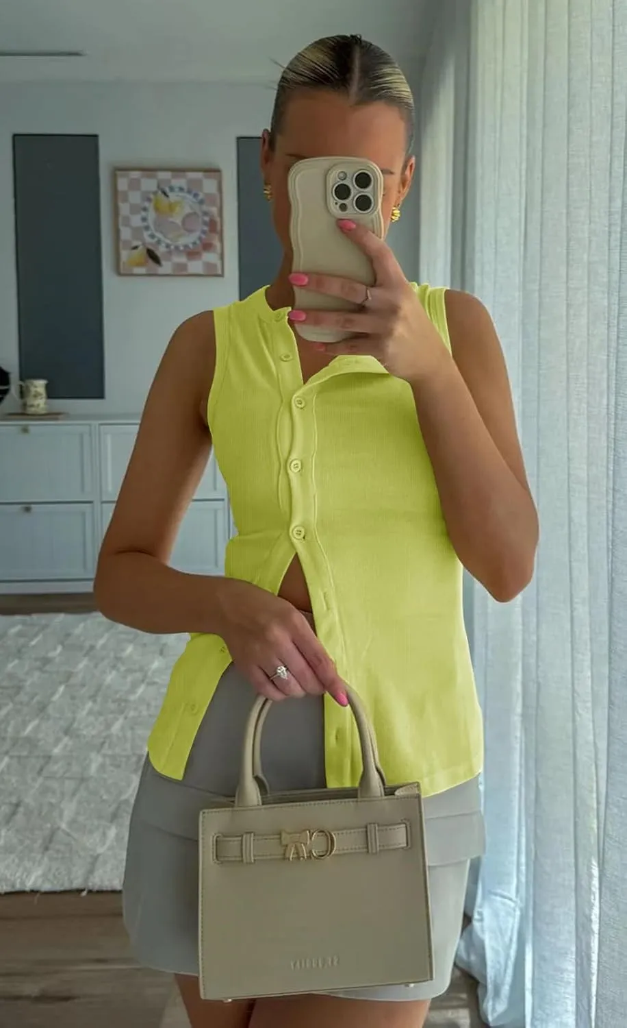 Cicy Bell Womens Button Down Tank Tops Summer Sleeveless Vest Tops Trendy Ribbed Fitted Going Out Shirts
