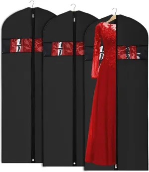 Clothes Cover 3pcs Garment Bags for Hanging Clothes 60" Dress Bags for Closet with Zipper Suit Bags
