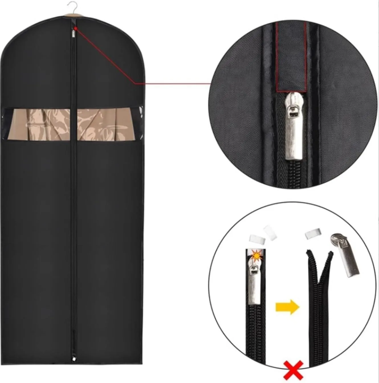 Clothes Cover 3pcs Garment Bags for Hanging Clothes 60" Dress Bags for Closet with Zipper Suit Bags