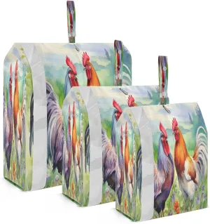 Colorful Rooster Flower Packing Cubes for Travel 3 Set Packing Essentials Luggage Cubes for Carry On