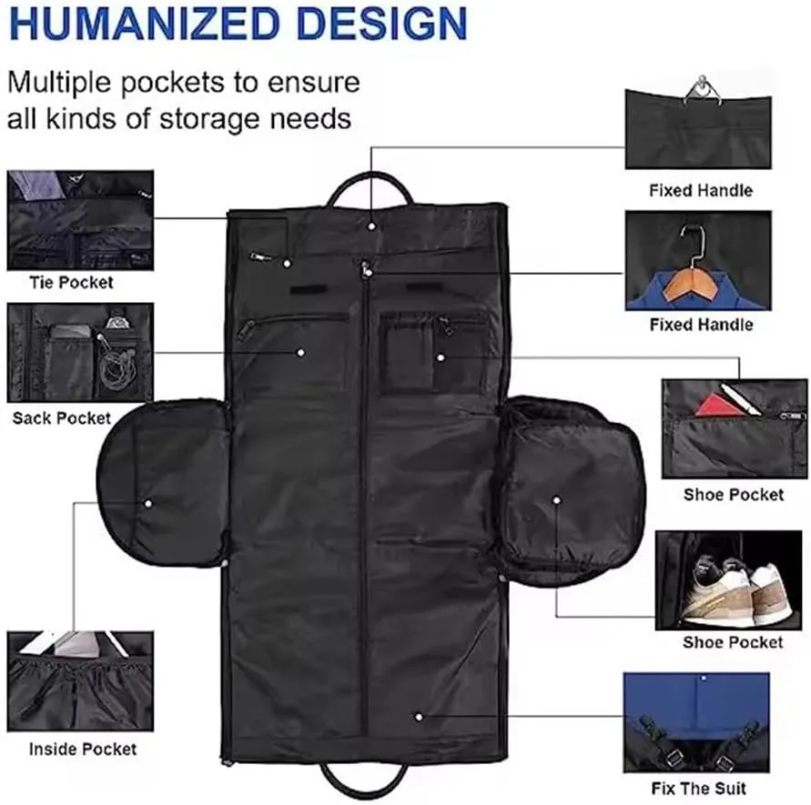 Convertible Travel Garment Bag, Carry on Garment Duffel Bag for Men Women - 2 in 1 Hanging Suitcase for Business and Travel, Spacious and Versatile Storage for Suits & Dresses