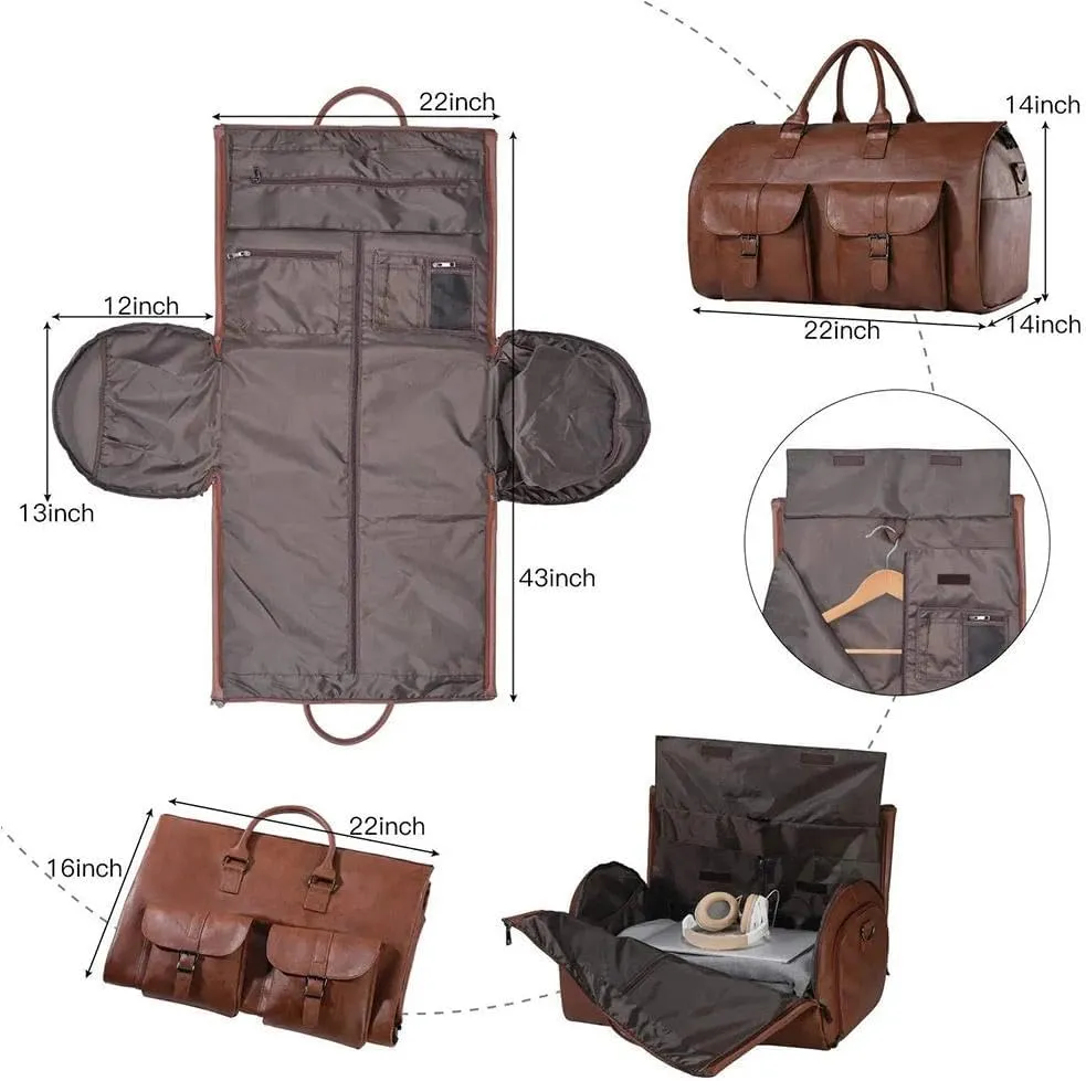Convertible Travel Garment Bag, Carry on Garment Duffel Bag for Men Women - 2 in 1 Hanging Suitcase for Business and Travel, Spacious and Versatile Storage for Suits & Dresses