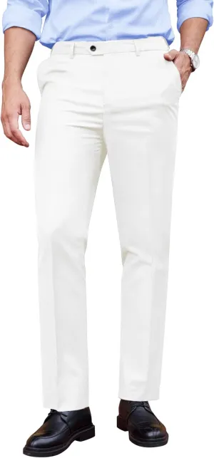 COOFANDY Men's Classic Fit Dress Pants Flat Front Straight Formal Pants Wrinkle Free Expandable Waist Suit Pants