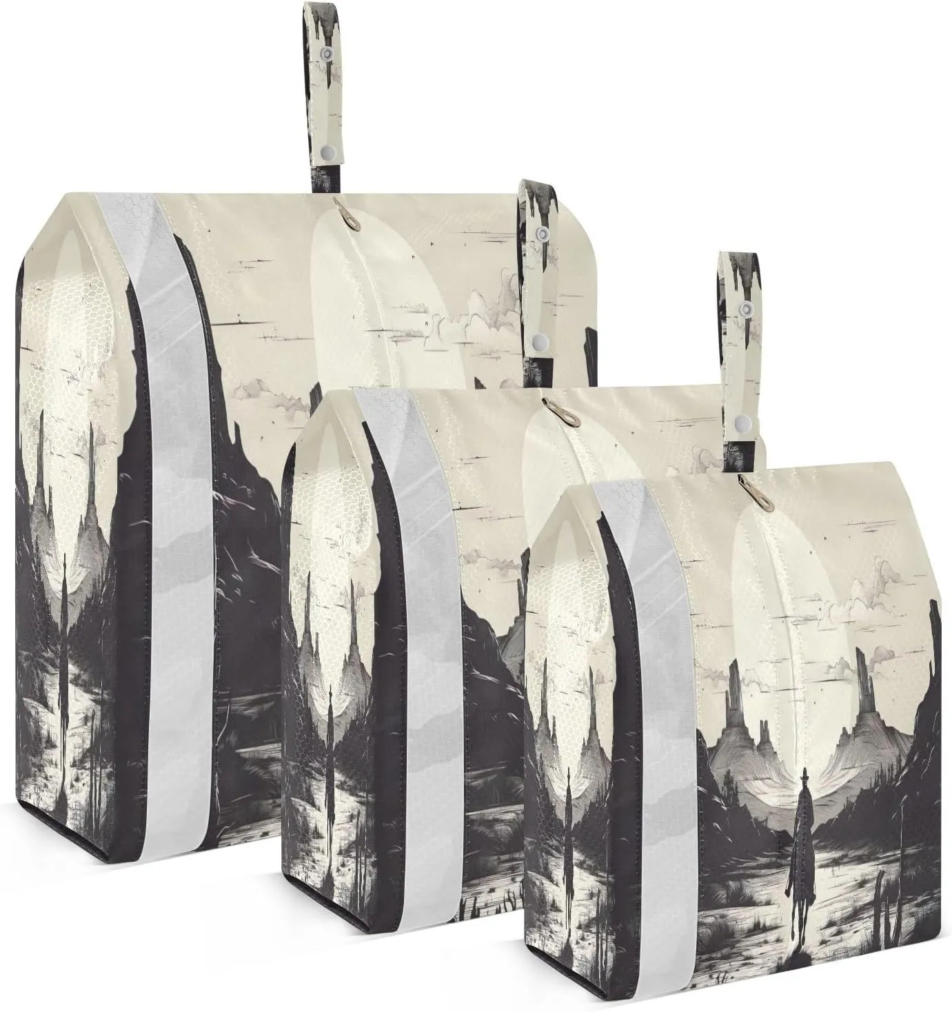 Cowboy White Desert Sunset Packing Cubes for Travel 3 Set Compression Travel Bags Luggage Organizer Bags for Woman Man