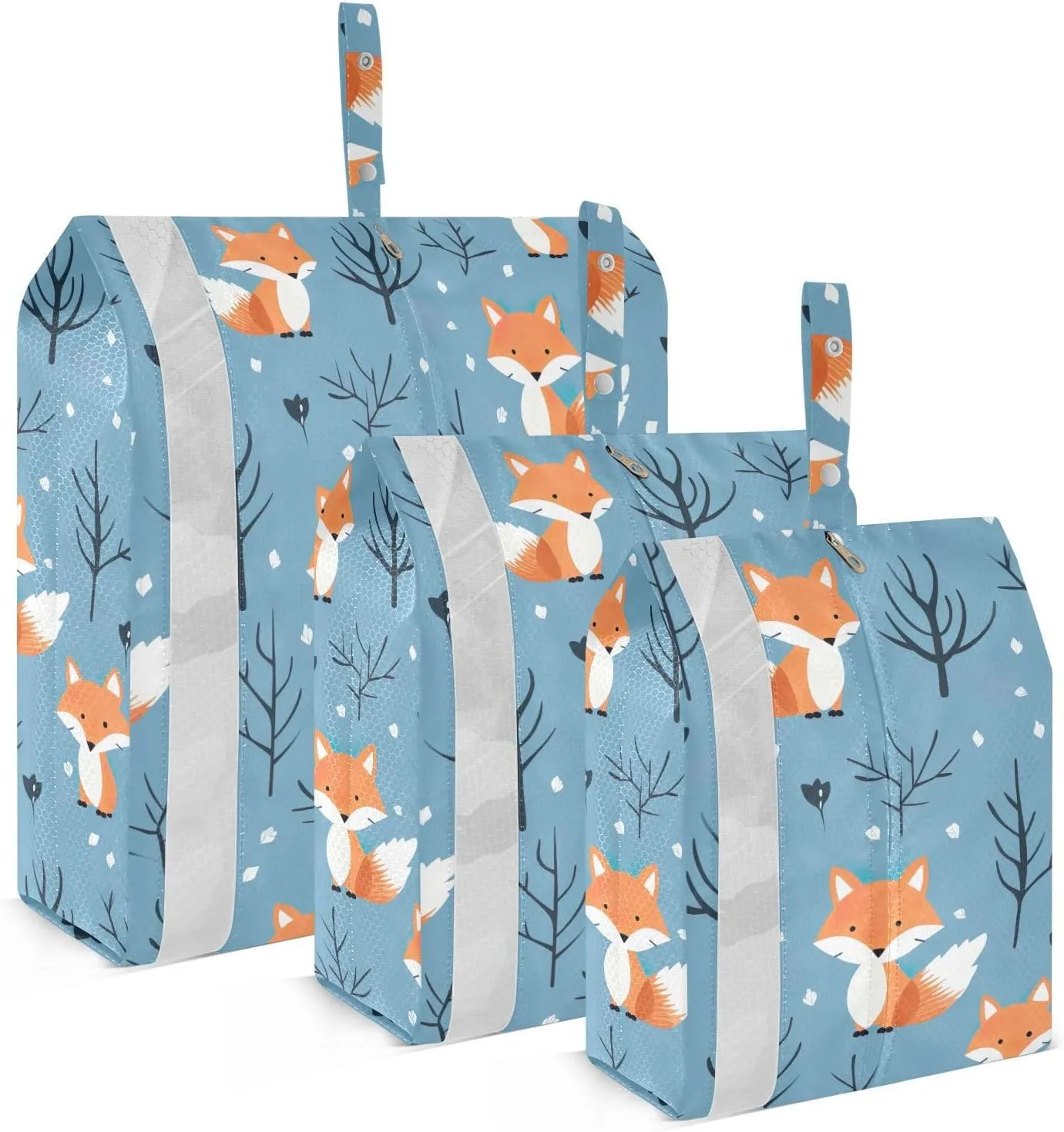 Cute Cartoon Foxes Packing Cubes for Travel 3 Set Compression Packing Cube Luggage Organizers for Suitcases