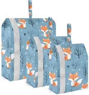 Cute Cartoon Foxes Packing Cubes for Travel 3 Set Compression Packing Cube Luggage Organizers for Suitcases