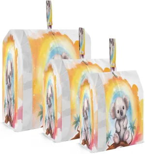 Cute Rainbow Koala Packing Cubes for Travel 3 Set Packing Cubes Compression Suitcase Organizer Bags Set for Organization
