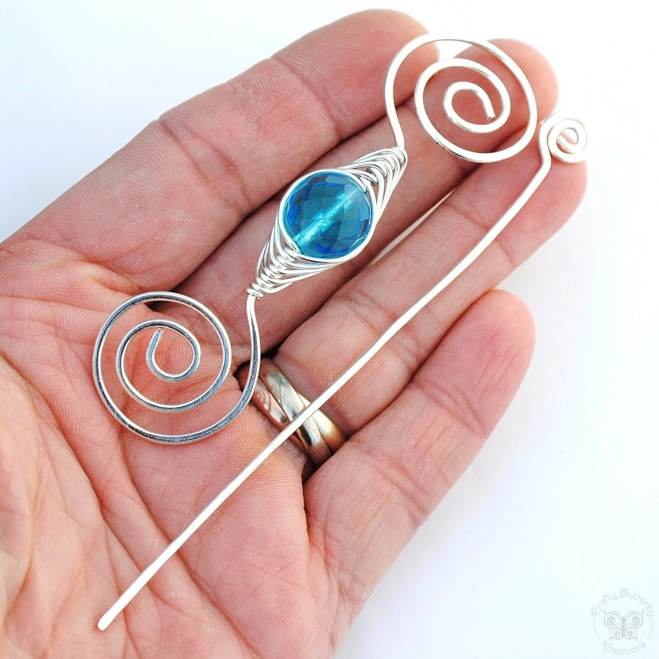 December Zircon Shawl Pin - Noteworthy Birthstone Silver
