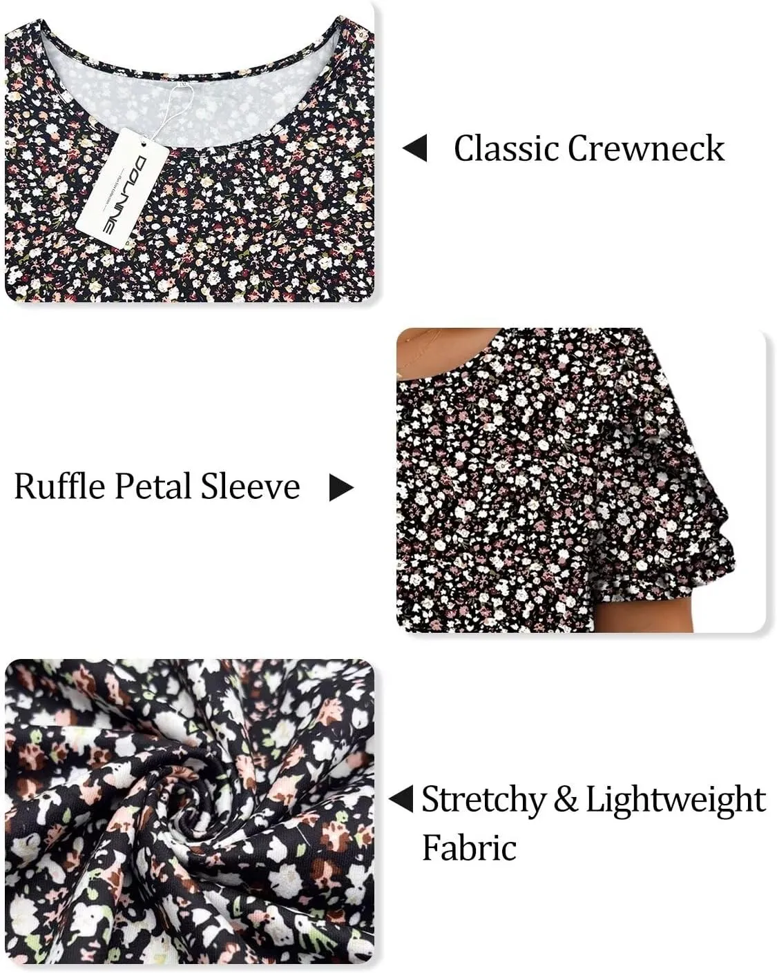 DOLNINE Womens-Plus-Size-Dressy-Summer-Tops Ruffle Petal Short Sleeve T Shirts Casual Loose Tunics Cute Trendy Blouses