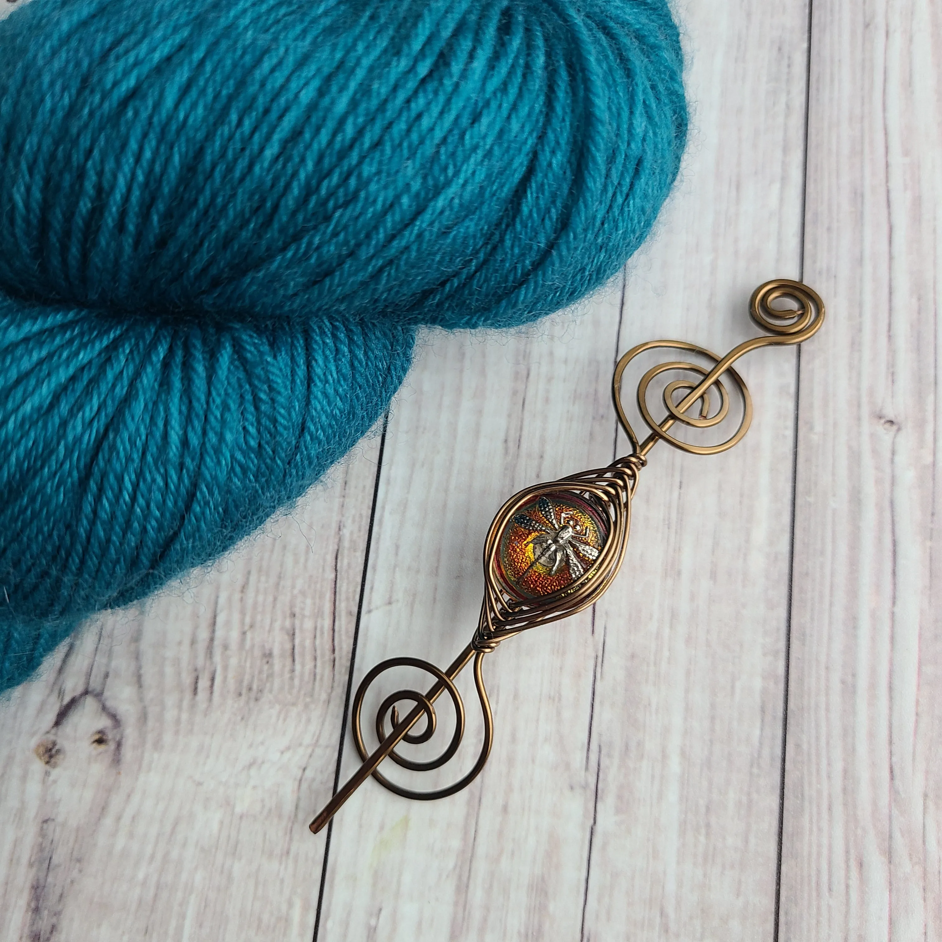 Dragonfly Czech Glass Shawl Pins - Noteworthy Bronze - Limited Edition!