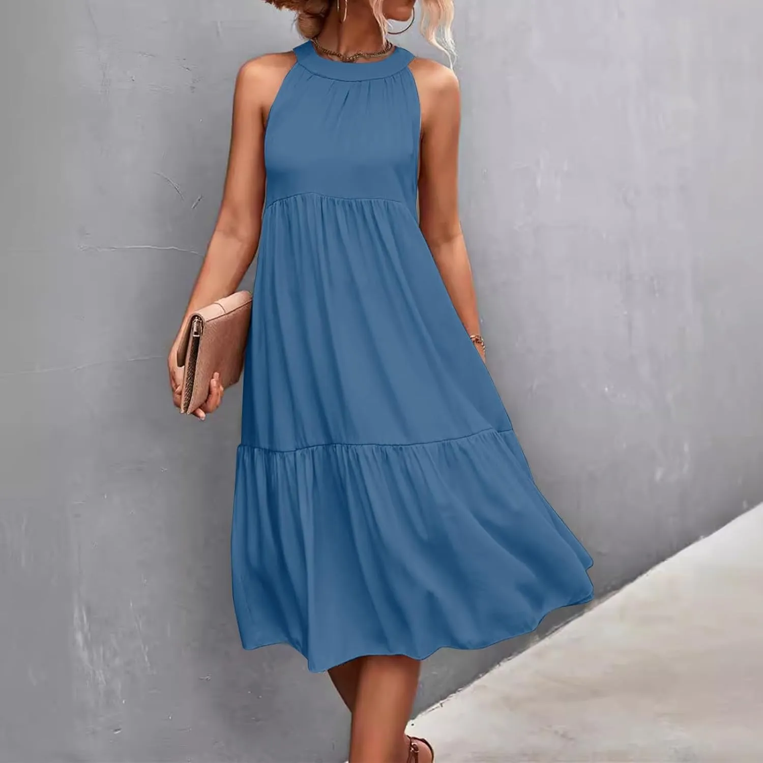 Dresses for Women 2025 Sleeveless Maxi Dress Women Dresses Spring Solid Color Womens Dresses Tea