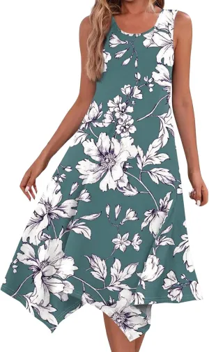Dresses for Women 2025 Spring Summer Maxi Dresses for Women Sundress Sleeveless Swing Cotton Summer