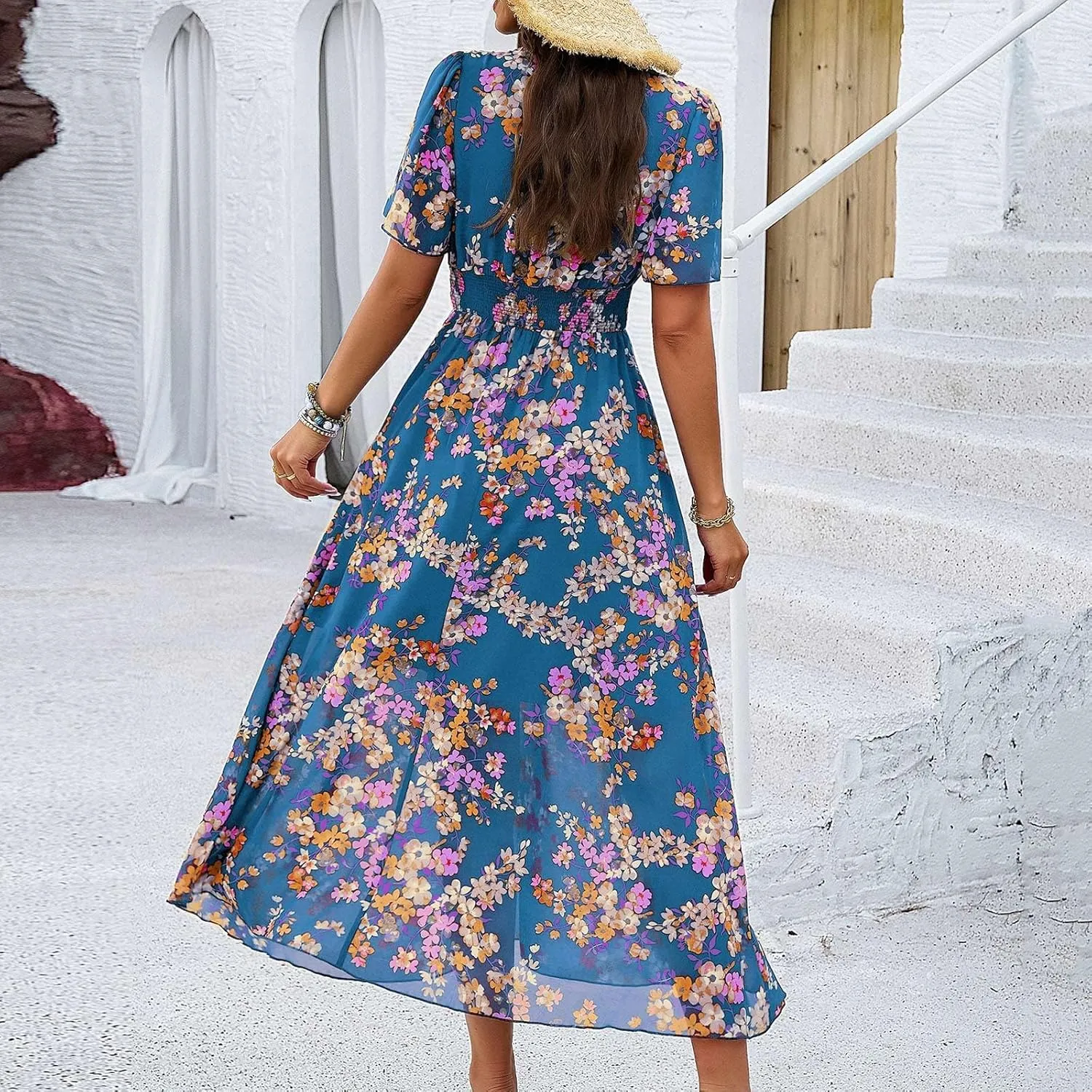Easter Dress for Women Casual Spring Summer Womens Dresses for Wedding Guest Floral Print Women