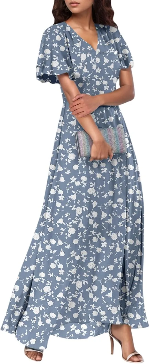 Easter Dress for Women Chiffon Dress Summer Dresses for Women 2025 Swing Swing Flowy Ruffle