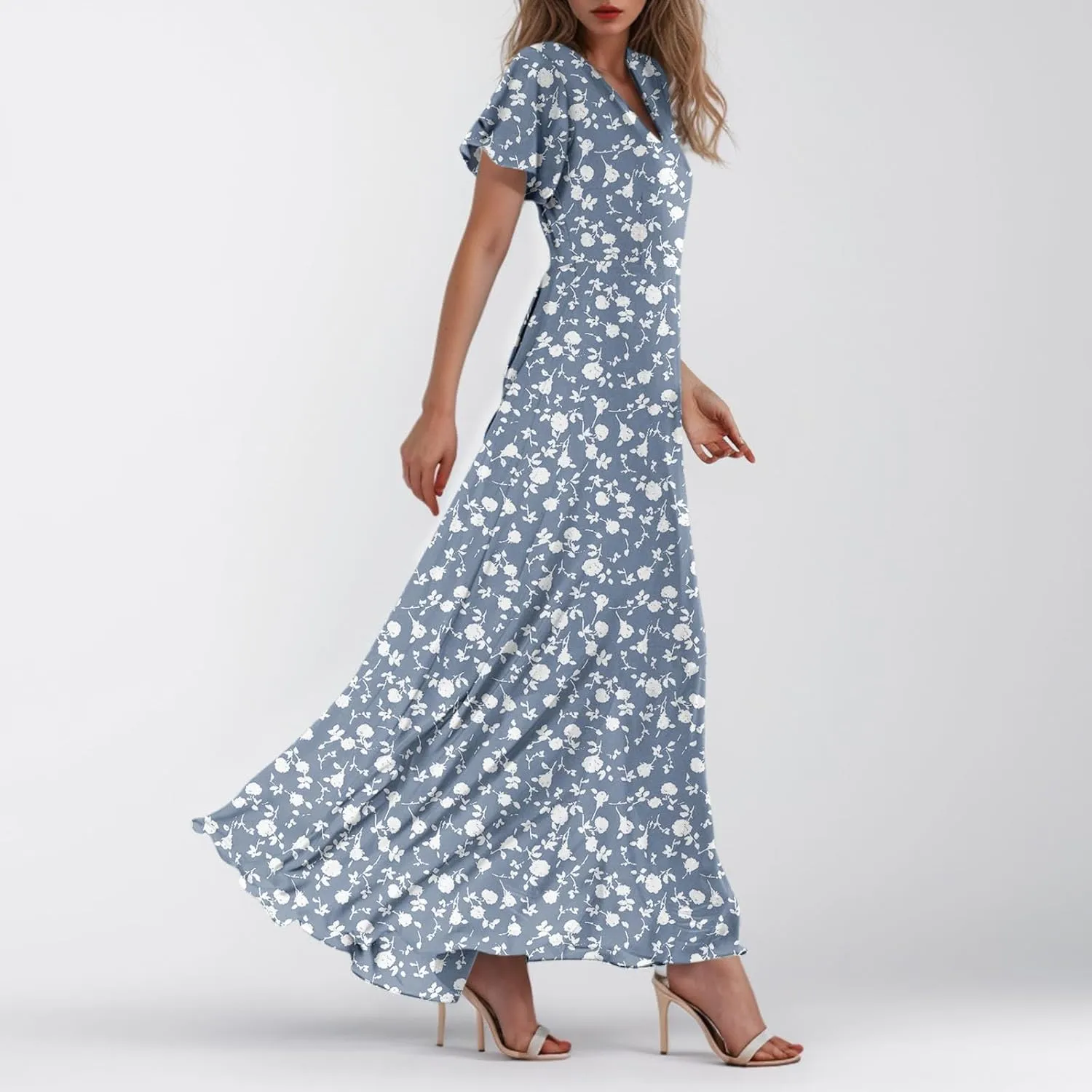 Easter Dress for Women Chiffon Dress Summer Dresses for Women 2025 Swing Swing Flowy Ruffle