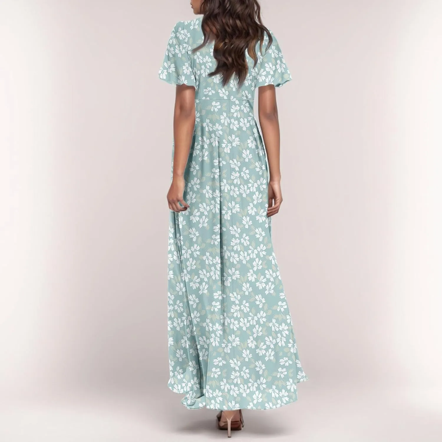 Easter Dress for Women Chiffon Dresses Swing Flowy Ruffle Hem Swing Womens Dresses Summer Beach Casual Dresses