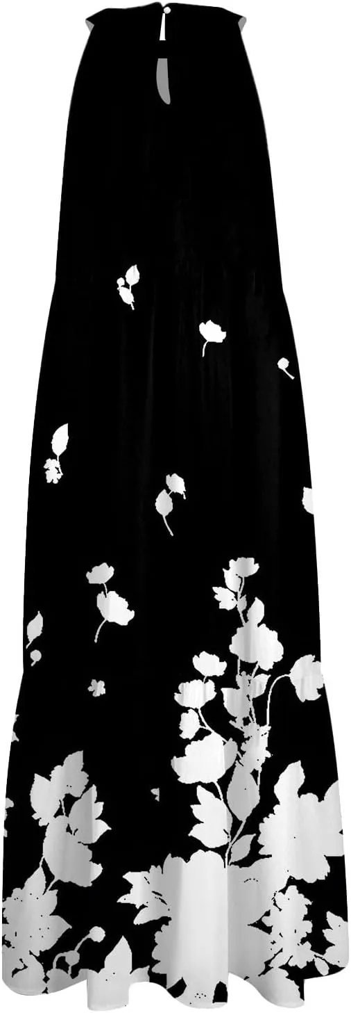 Easter Dress for Women Summer Dresses with Sleeves High Waisted Loose Swing Solid Color Patchwork