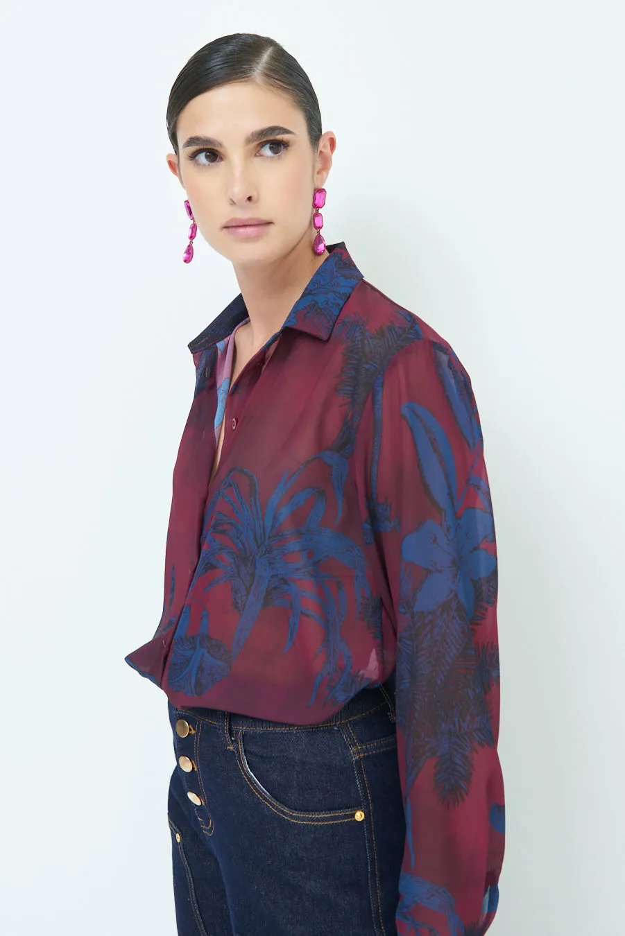 Elegant button-up sheer blouse wholesale