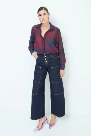 Elegant button-up sheer blouse wholesale