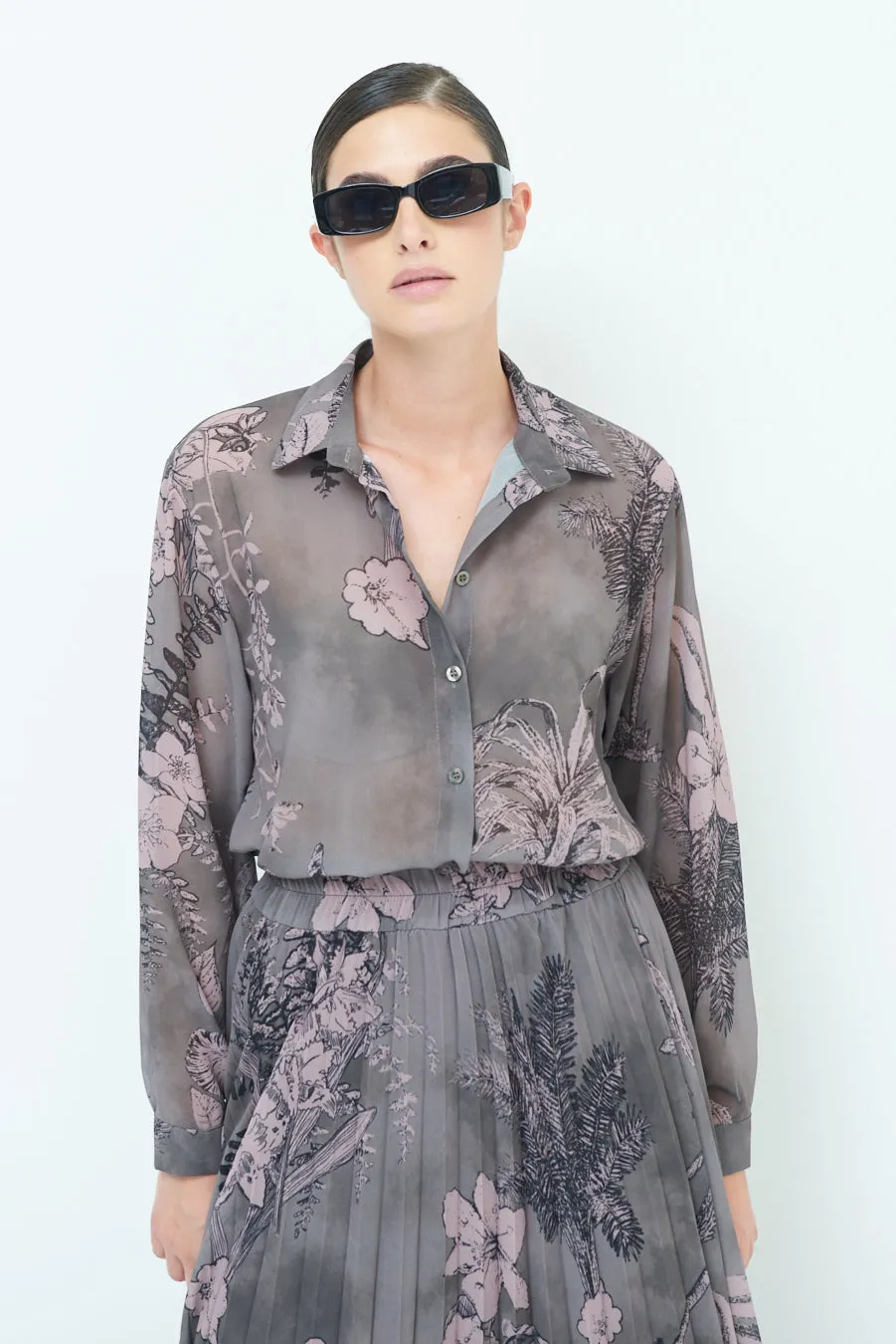 Elegant button-up sheer blouse wholesale