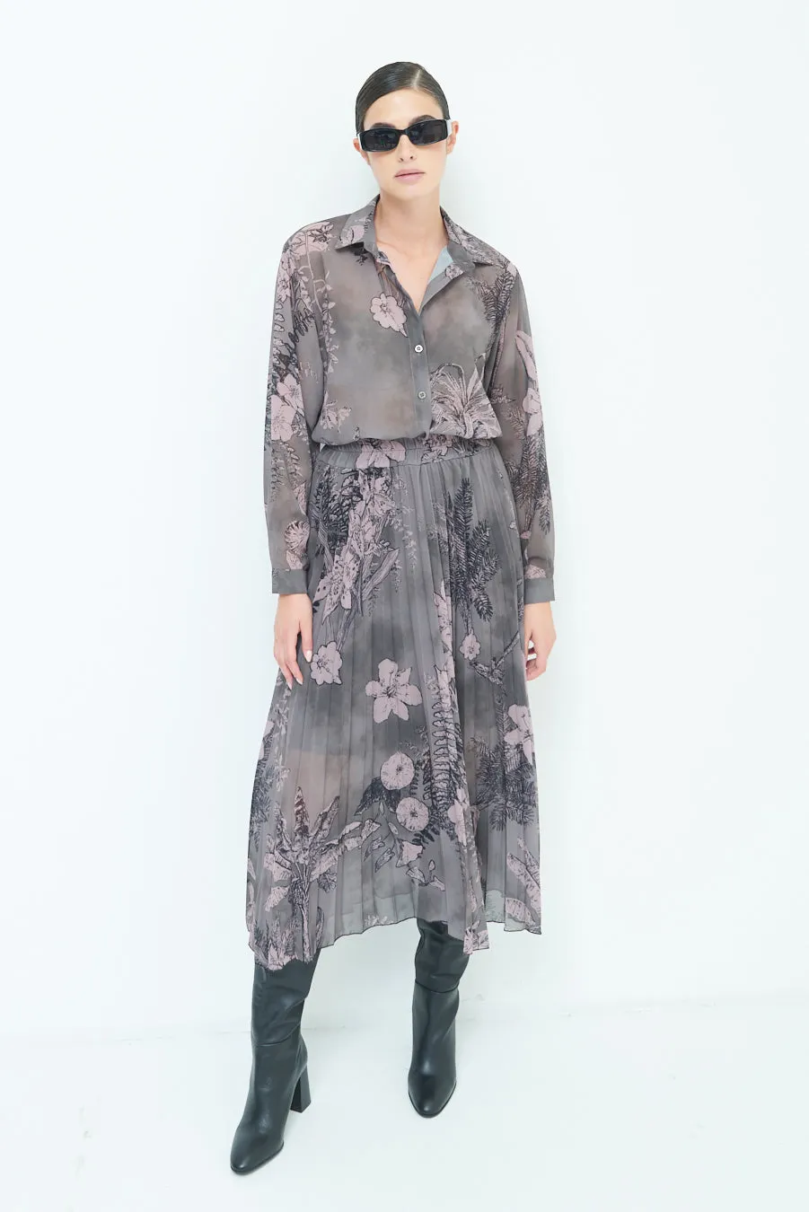 Elegant button-up sheer blouse wholesale