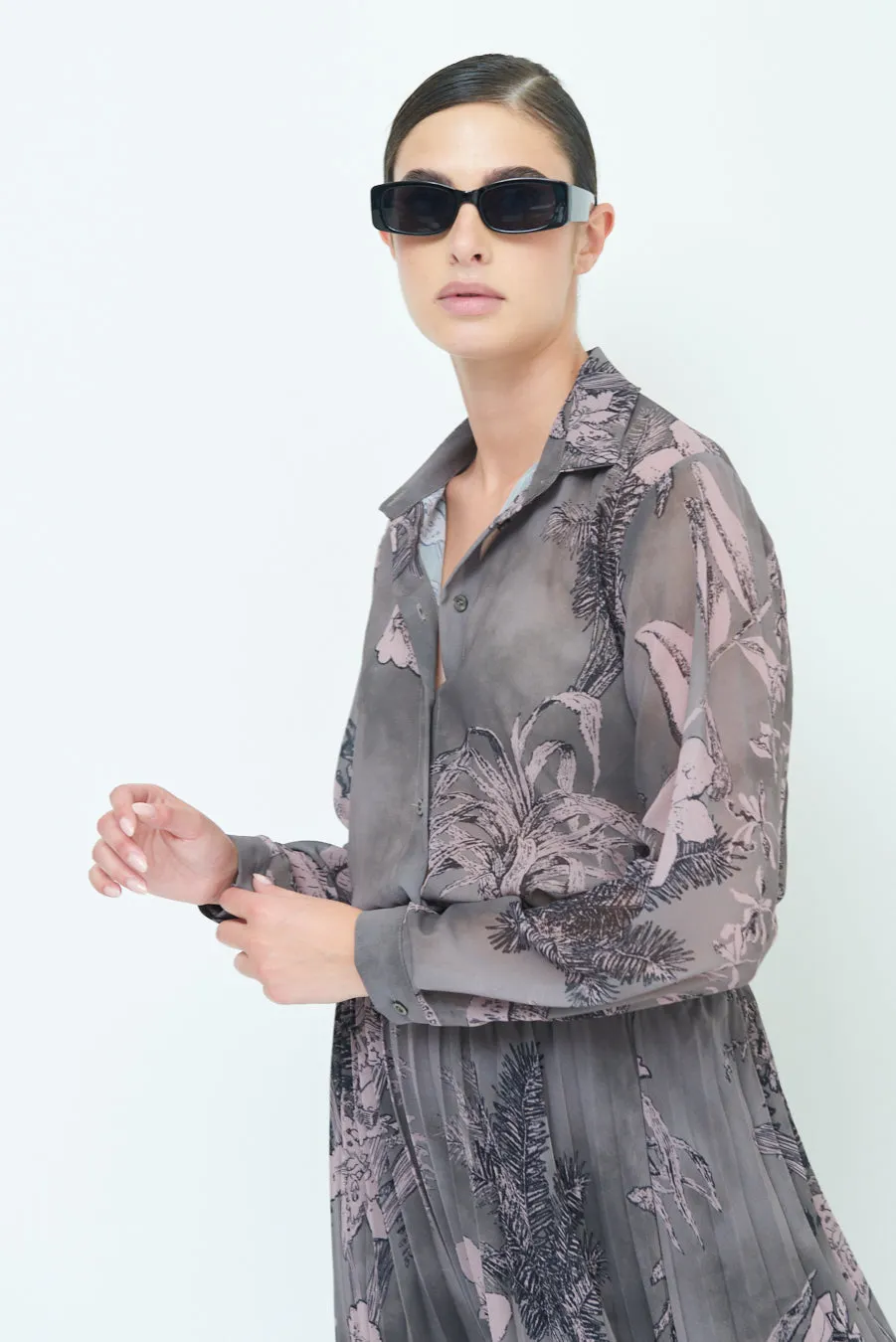 Elegant button-up sheer blouse wholesale
