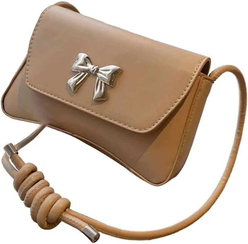 Elegant Shoulder Bag With Bowknot Decoration PU Leather Crossbody Purse Versatile Satchel Underarm Handbag For Women