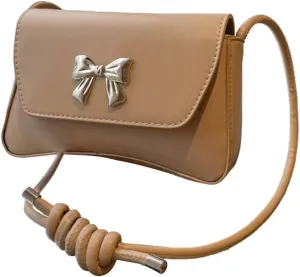 Elegant Shoulder Bag With Bowknot Decoration PU Leather Crossbody Purse Versatile Satchel Underarm Handbag For Women