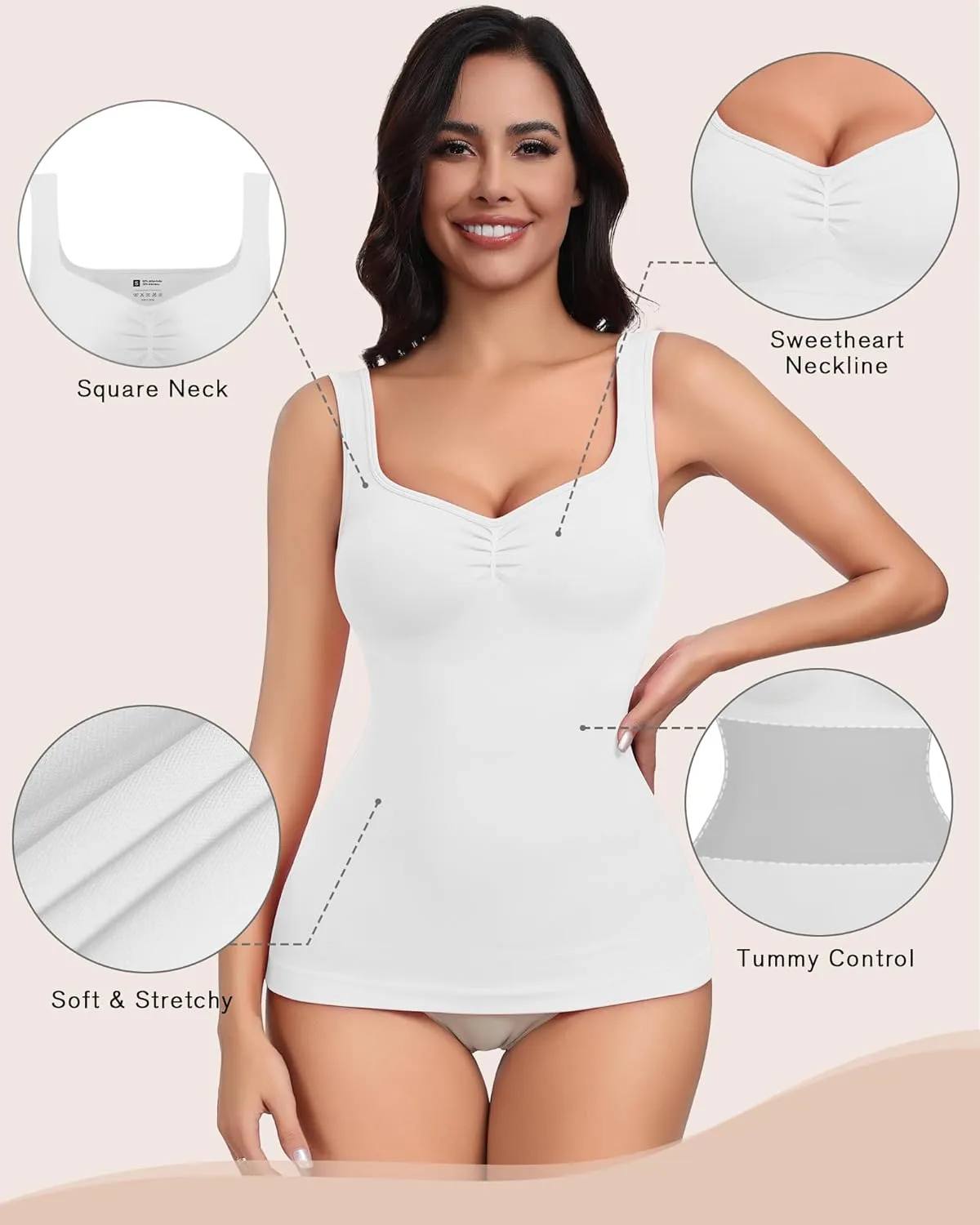 EUYZOU Women Tummy Control Shapewear Tank Tops Pleated Bustier Sweetheart Compression Tank Tops Body Shaper Camisole