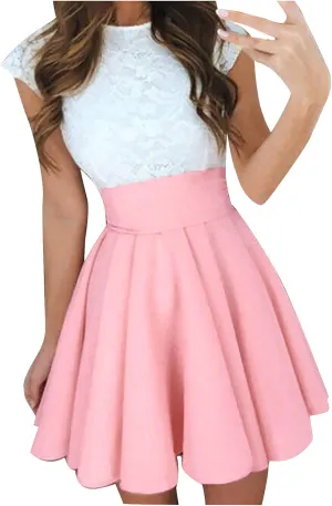 Evening Dresses Midi Length Women Fashion High Waist Multicolor Pleated Solid Short Skirt