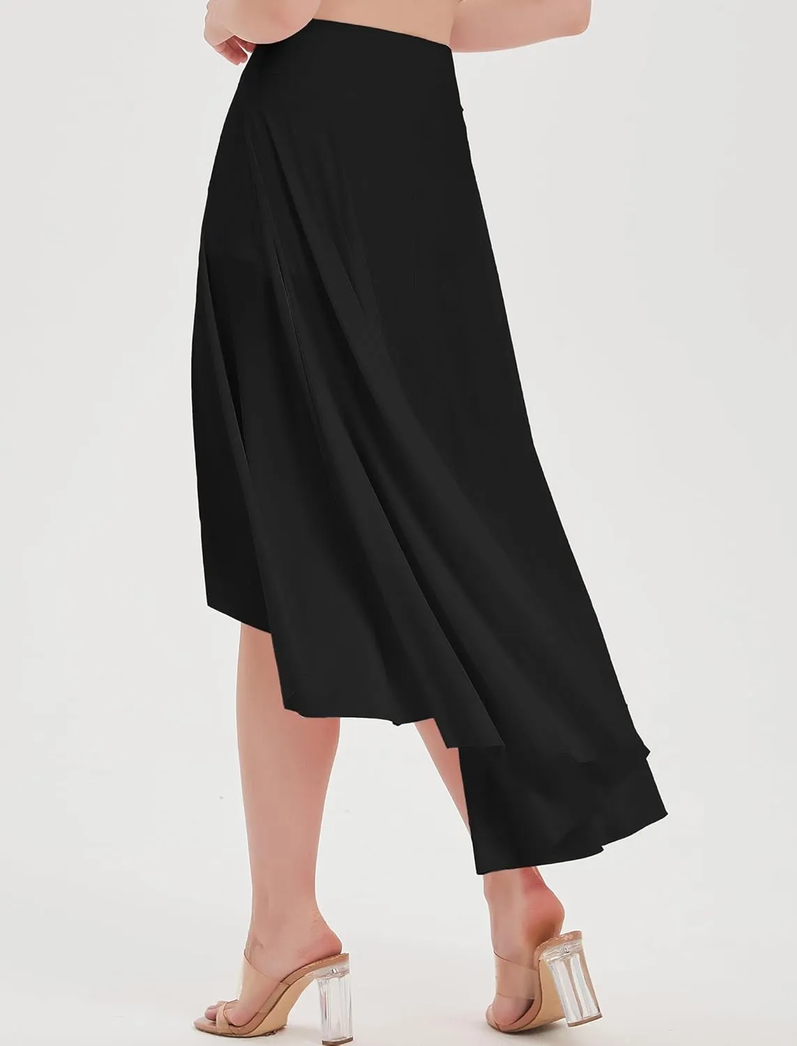 EXARUS Women Asymmetrical High Low Skirts Flowy Maxi Skorts High Waisted Casual Dance