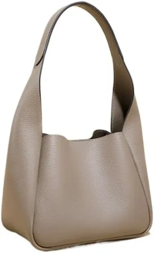 Exquisite top-layer cowhide women's bag with bucket and basket design. Versatile for single shoulder and underarm (Camel)