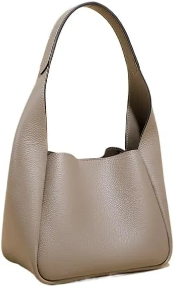 Exquisite top-layer cowhide women's bag with bucket and basket design. Versatile for single shoulder and underarm (Camel)