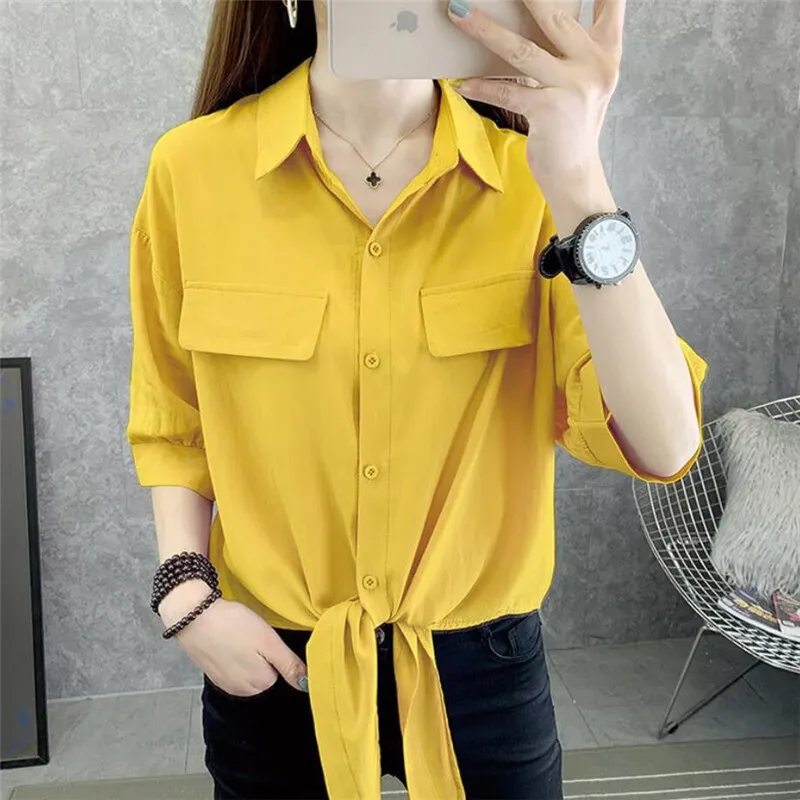 FANIECES blusas mujer Spring Autumn Women Thin Shirts camisas chemises Loose Oversized Blouses Female Tops Korean Blusas Pockets