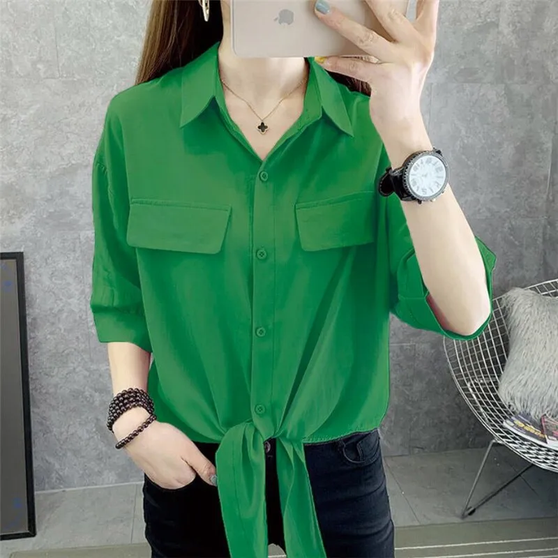 FANIECES blusas mujer Spring Autumn Women Thin Shirts camisas chemises Loose Oversized Blouses Female Tops Korean Blusas Pockets