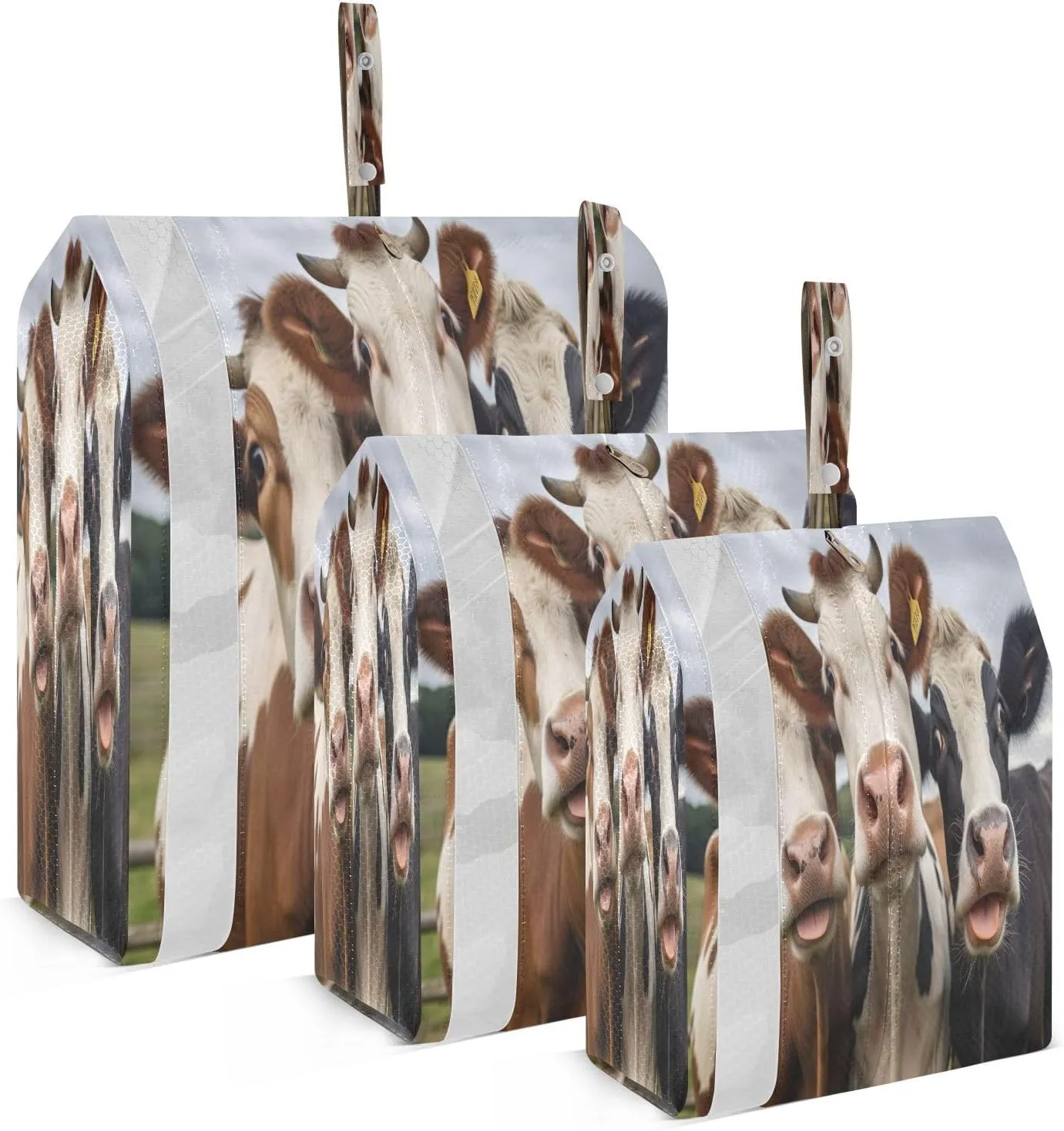 Farm Colorful Cows Packing Cubes for Travel 3 Set Compression Travel Bags Suitcase Organizer Bags for Travel Compression