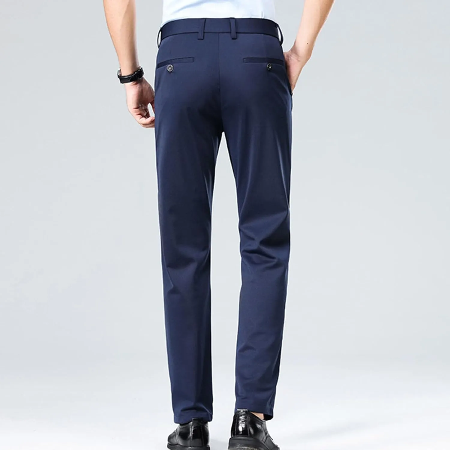 Finelylove Mens Suit Pants Flex Slim Fit Dress Pants Cinch Bottom Flat Front Tapered Chino Pants with Elastic Waistband