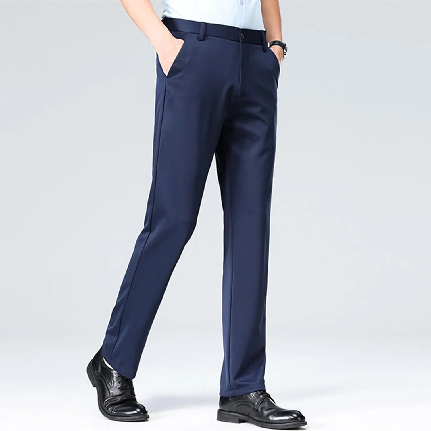 Finelylove Mens Suit Pants Flex Slim Fit Dress Pants Cinch Bottom Flat Front Tapered Chino Pants with Elastic Waistband