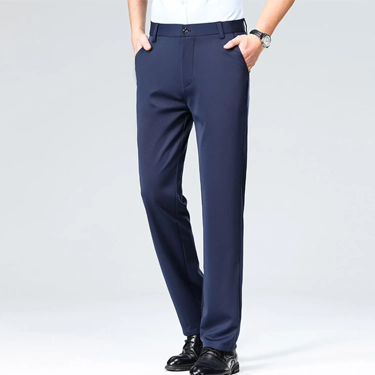 Finelylove Mens Suit Pants Flex Slim Fit Dress Pants Cinch Bottom Flat Front Tapered Chino Pants with Elastic Waistband