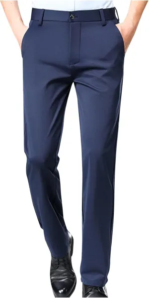 Finelylove Mens Suit Pants Flex Slim Fit Dress Pants Cinch Bottom Flat Front Tapered Chino Pants with Elastic Waistband