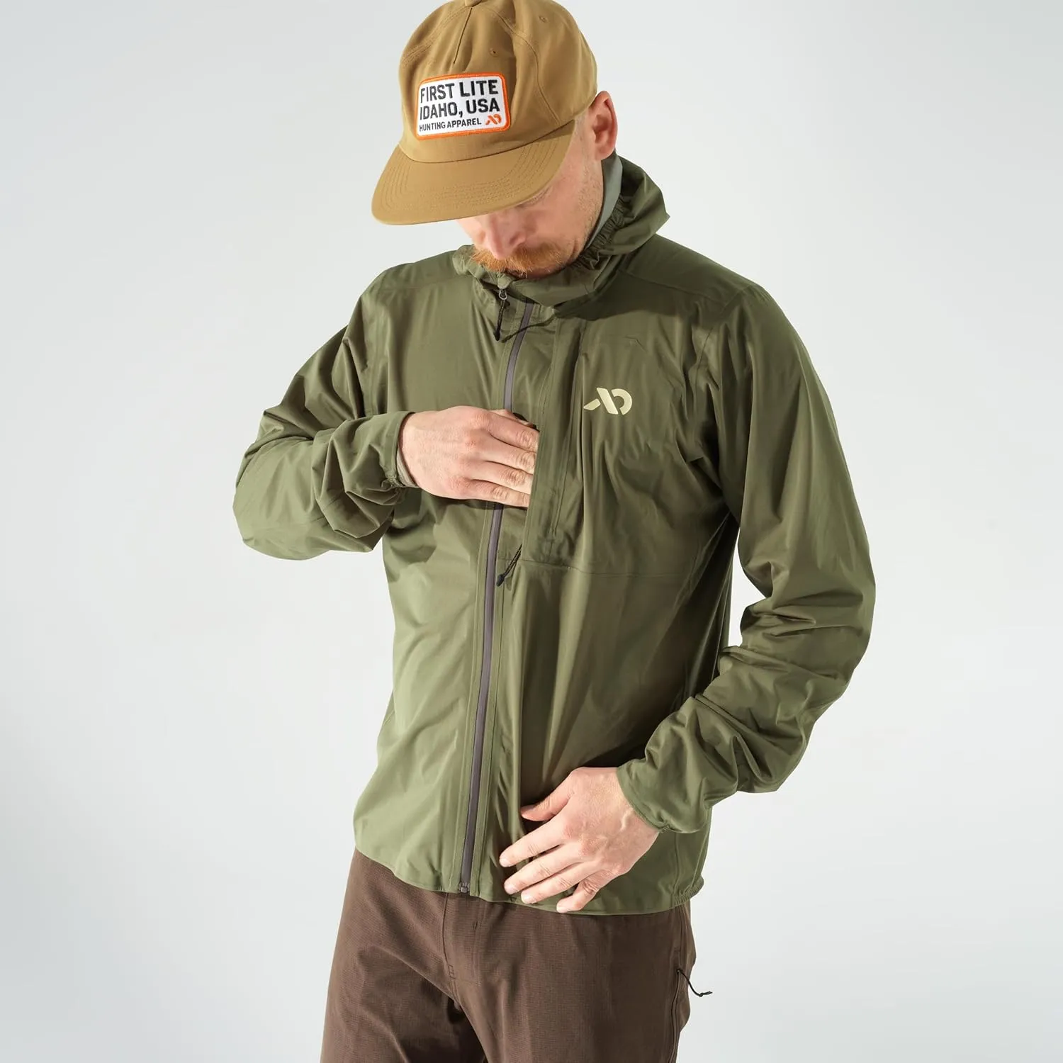First Lite Mens FlashStorm Jacket - 3-Layer Ultralight Waterproof Rain Coat for Hunting & Fishing