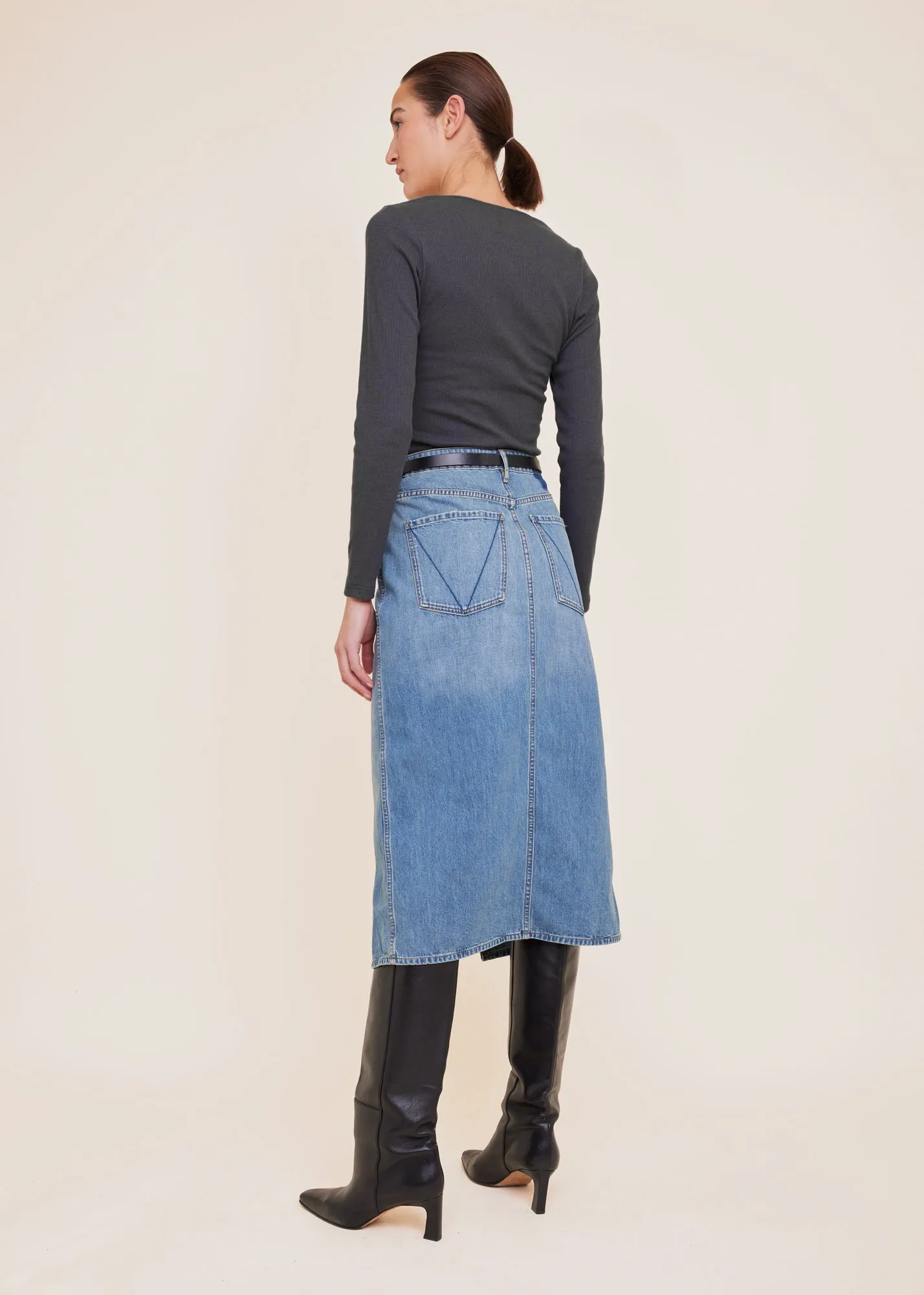 Fitted jersey top met ronde hals