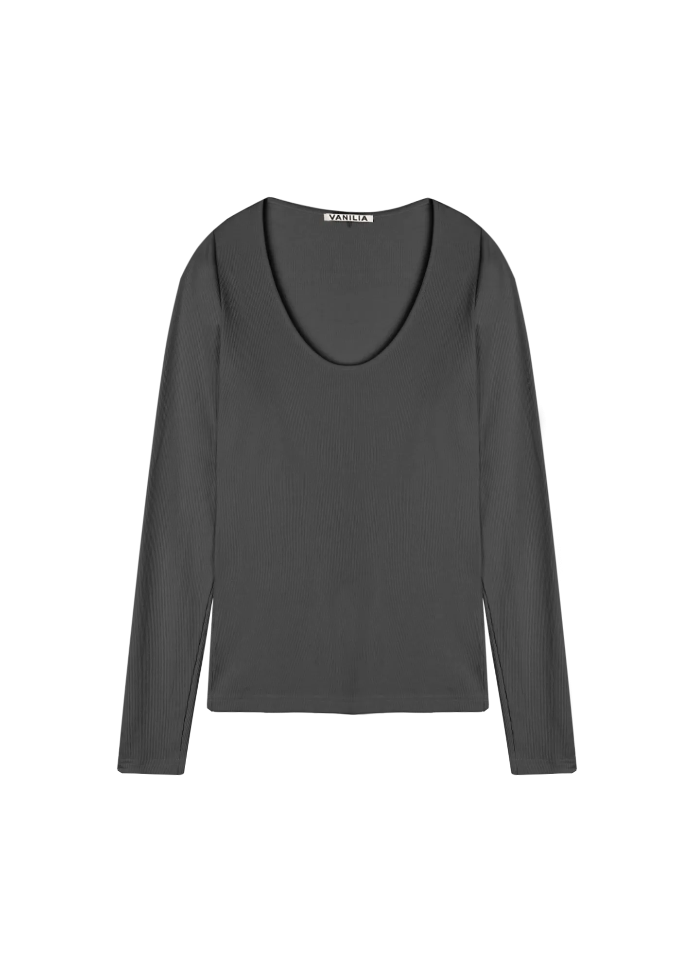 Fitted jersey top met ronde hals